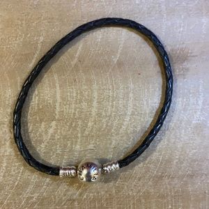 CHAMILIA black leather and sterling silver bracelet